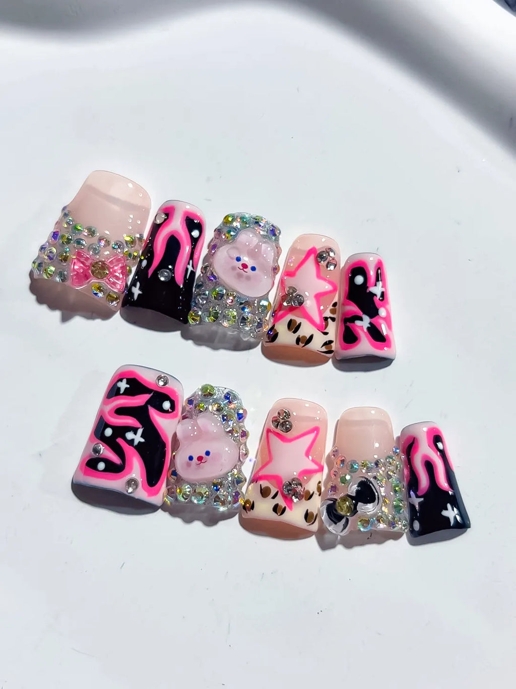 L281 - Short Nude Pink Duck Abstract Star Bear