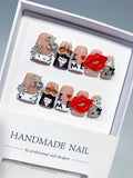 L295 - Short Nude White Duck Abstract Lip Text