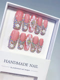 L296 - Long Pink Silver Square Glitter