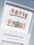 L302 - Medium Nude White Duck French tip Rhinestone