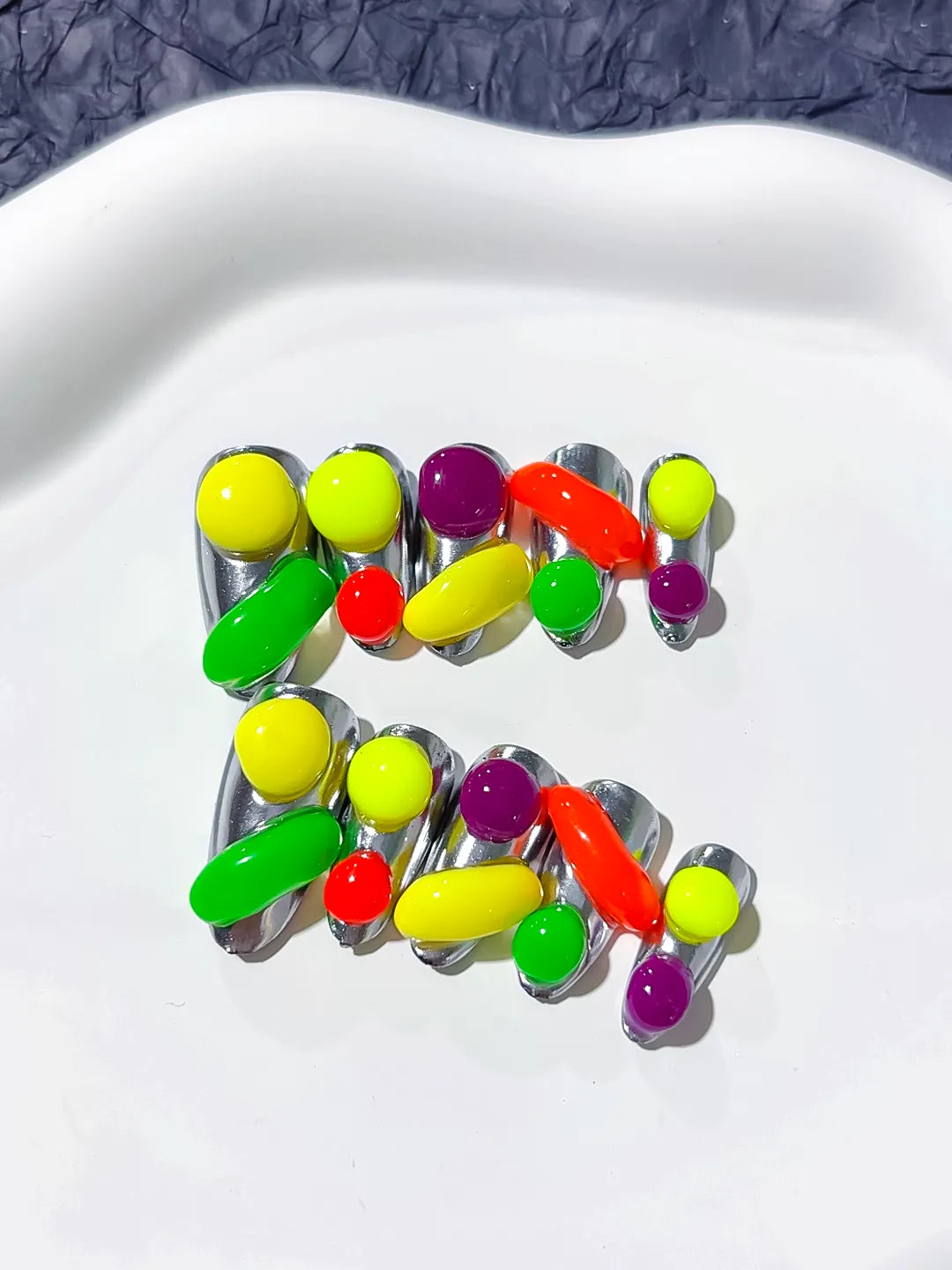 M018 - Medium Green Red Almond Abstract Fruit 3D
