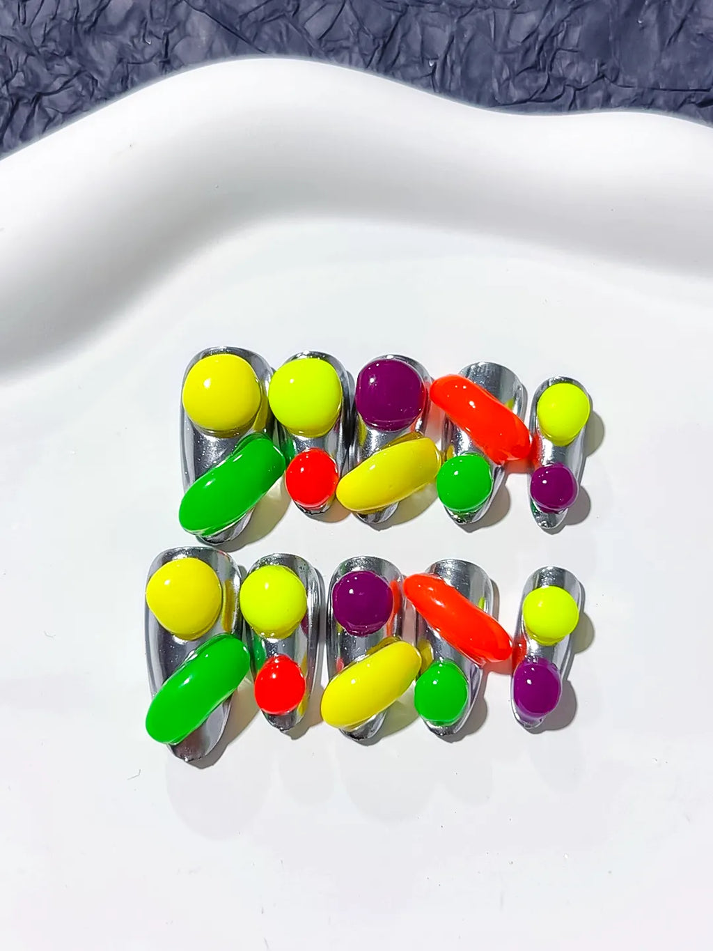 M018 - Medium Green Red Almond Abstract Fruit 3D