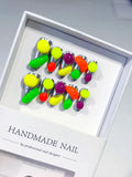 M018 - Medium Green Red Almond Abstract Fruit 3D