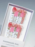 M035 - Long White Pink Square Solid color Flower 3D