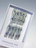 M040 - Long Silver Square Solid color Rhinestone Crystal Cluster