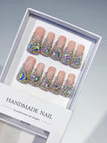 M045 - Long Nude Brown Duck Solid color Rhinestone Crystal Cluster