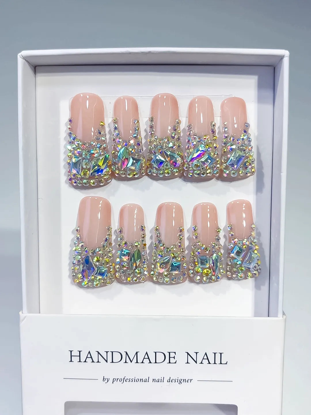 M045 - Long Nude Brown Duck Solid color Rhinestone Crystal Cluster