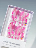 M049 - Long Pink White Square Solid color Flower 3D