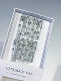 M055 - Long Silver Square Solid color Rhinestone Crystal Cluster