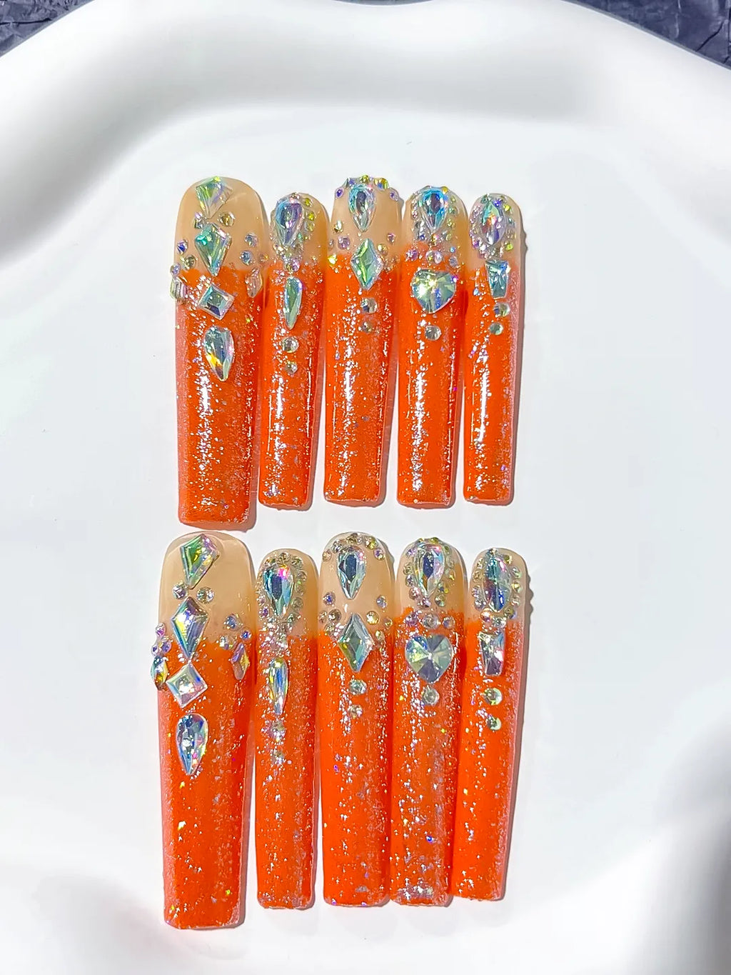 M067 - Long Orange Square Solid color