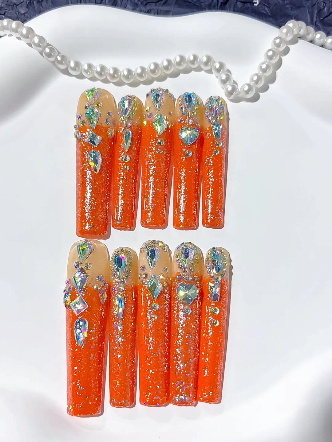 M067 - Long Orange Square Solid color