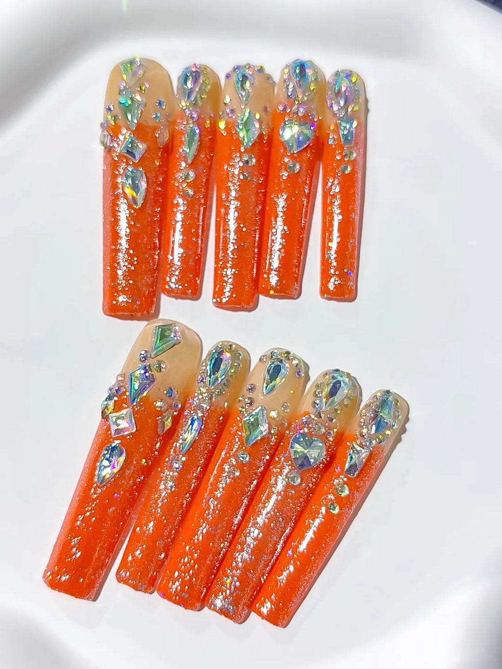 M067 - Long Orange Square Solid color
