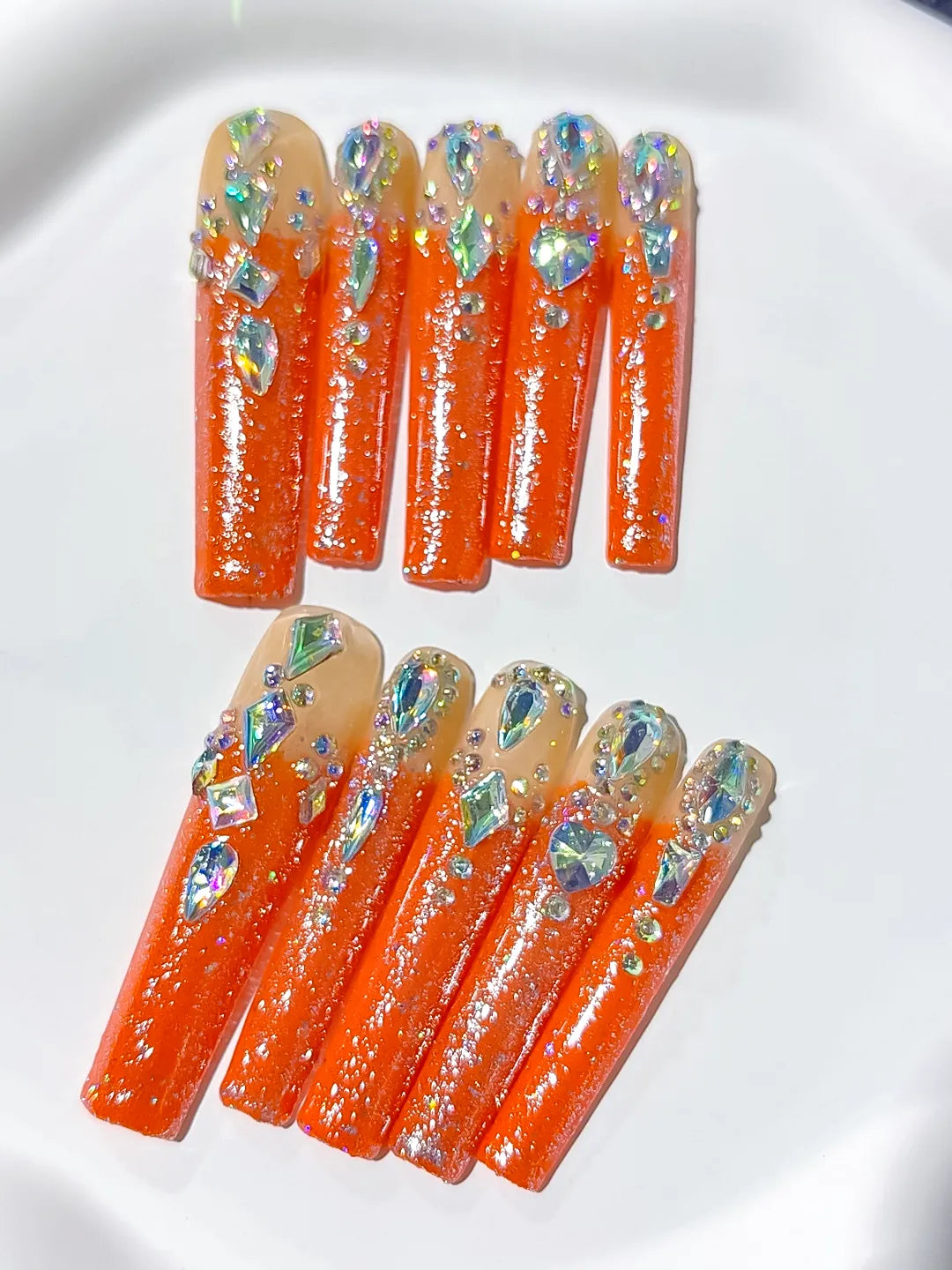 M067 - Long Orange Square Solid color