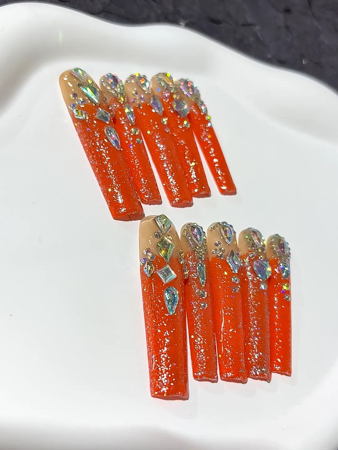 M067 - Long Orange Square Solid color