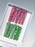 M072 - Long Pink Green Square Abstract Texture