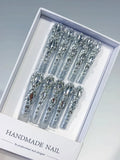 M093 - Long Silver Square Solid color Rhinestone Crystal Cluster
