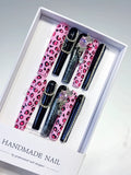 M108 - Long Pink Black Square Abstract Animal Print Linework