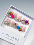 M112 - Short Nude White Duck Abstract Flower Bead