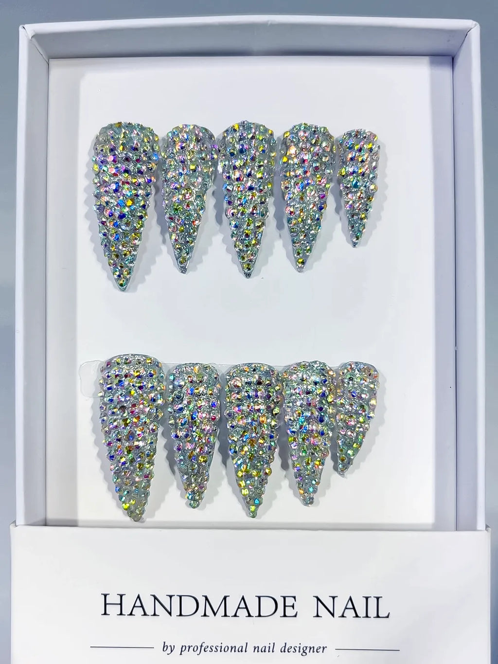 M120 - Medium Silver Multicolor Curved Solid color Rhinestone Crystal Cluster