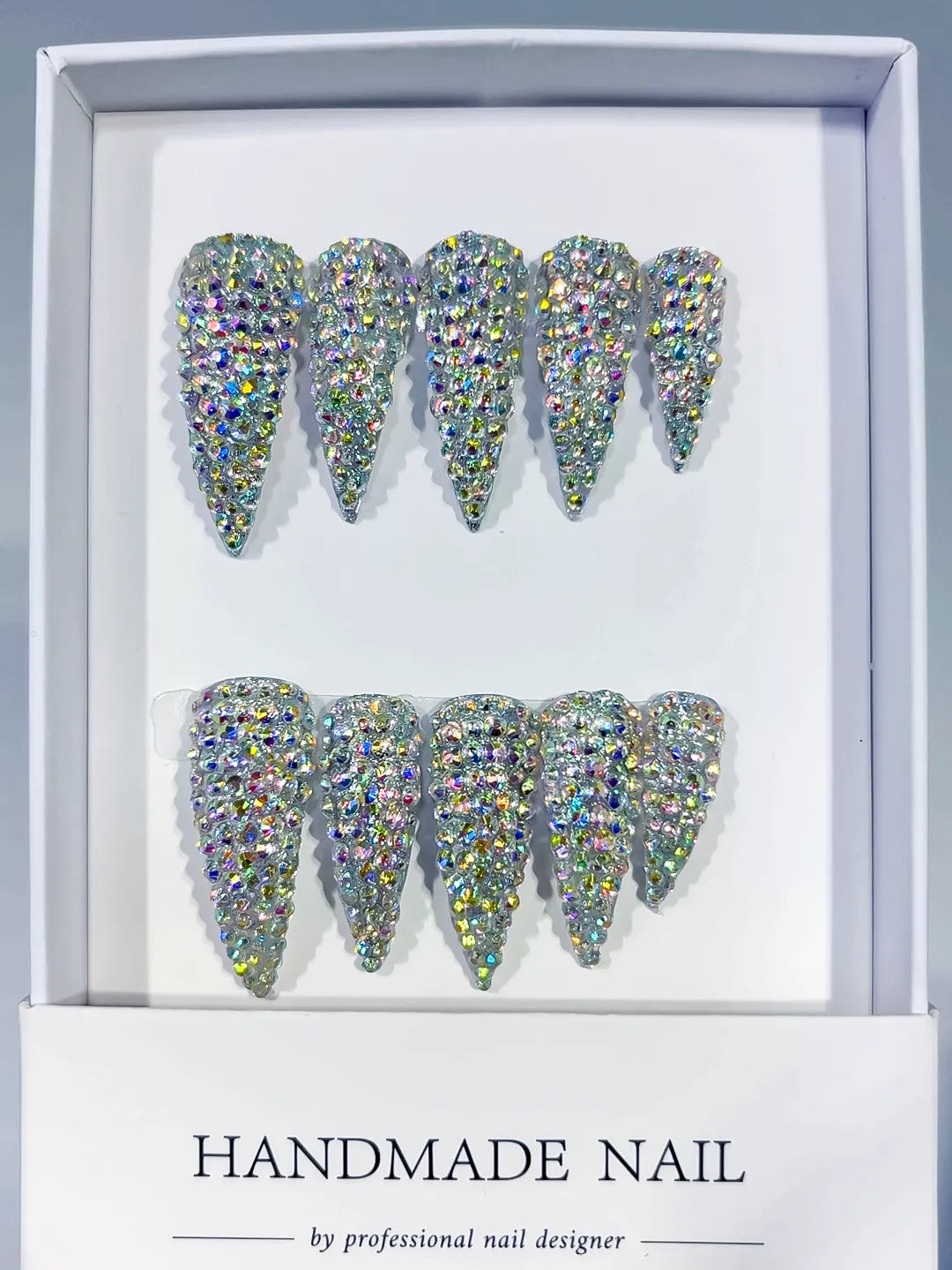 M120 - Medium Silver Multicolor Curved Solid color Rhinestone Crystal Cluster