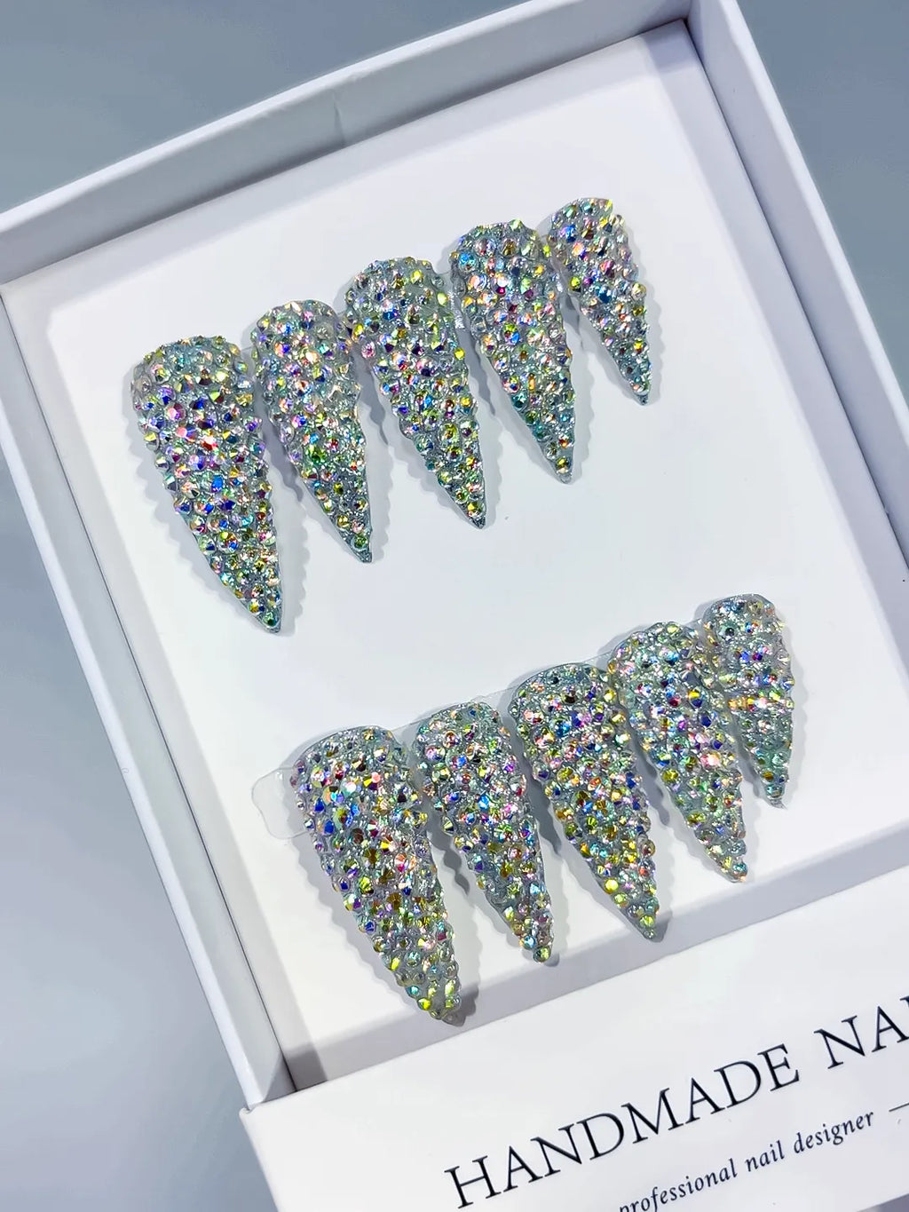 M120 - Medium Silver Multicolor Curved Solid color Rhinestone Crystal Cluster