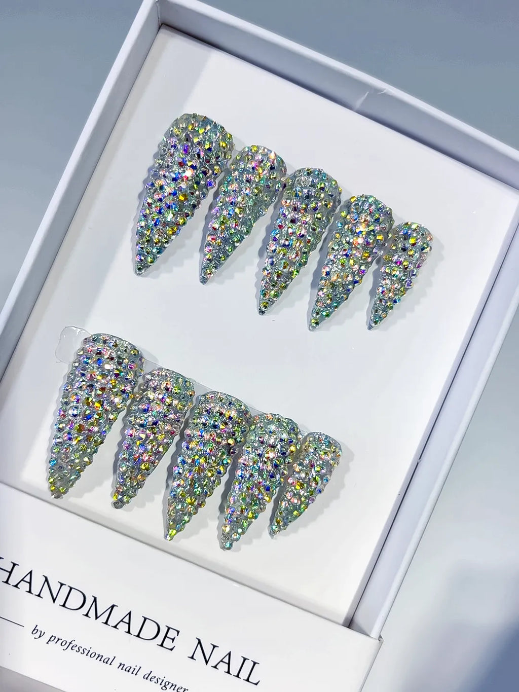 M120 - Medium Silver Multicolor Curved Solid color Rhinestone Crystal Cluster