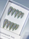 M120 - Medium Silver Multicolor Curved Solid color Rhinestone Crystal Cluster