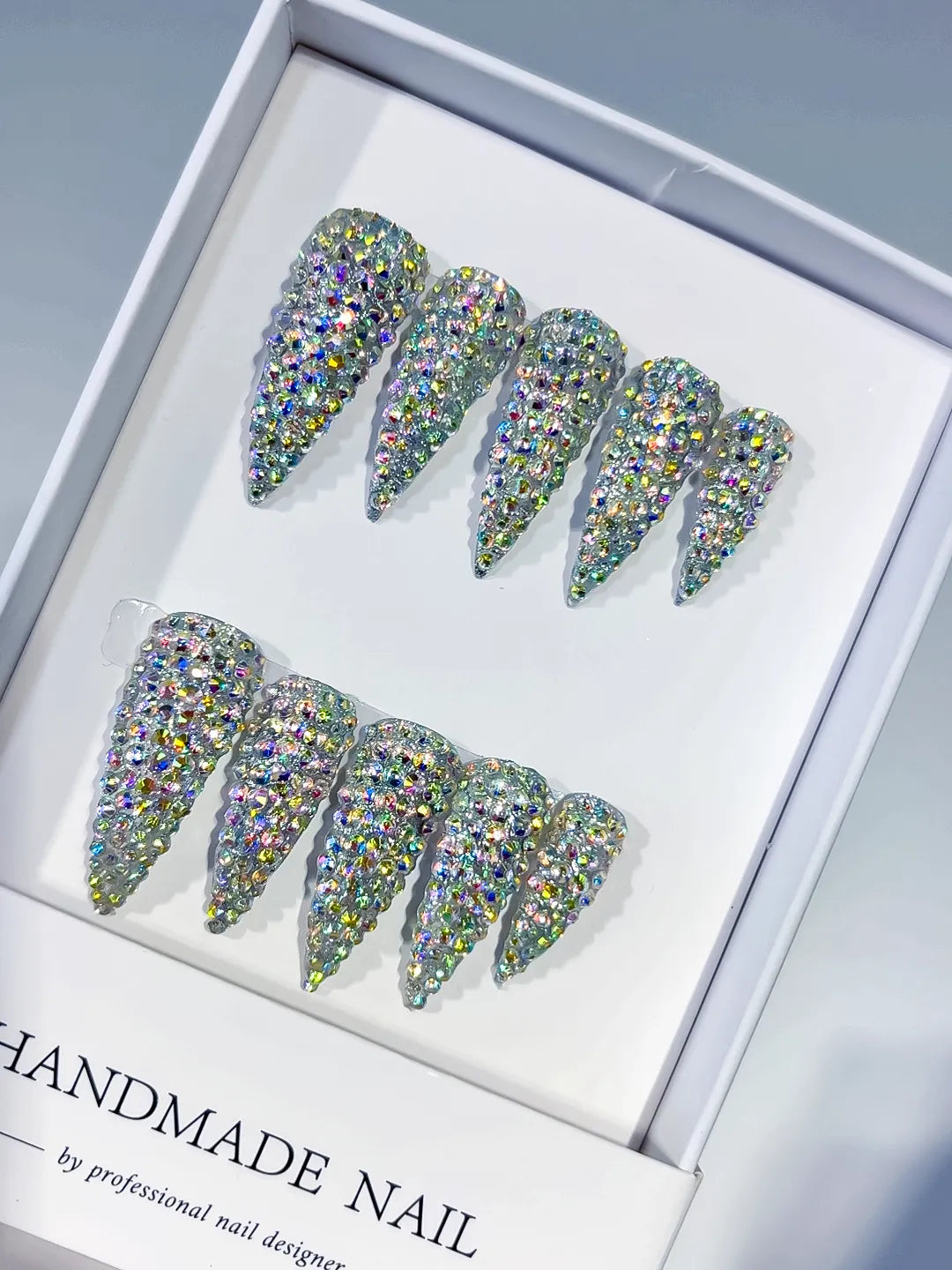M120 - Medium Silver Multicolor Curved Solid color Rhinestone Crystal Cluster