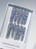 N010 - Long Silver Multicolor Square Solid color Rhinestone Crystal Cluster