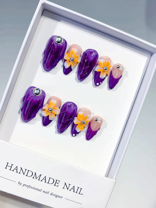 Series O - Prestige Liquid Shimmer & Avant-Garde 3D Luxury Press-on Nails