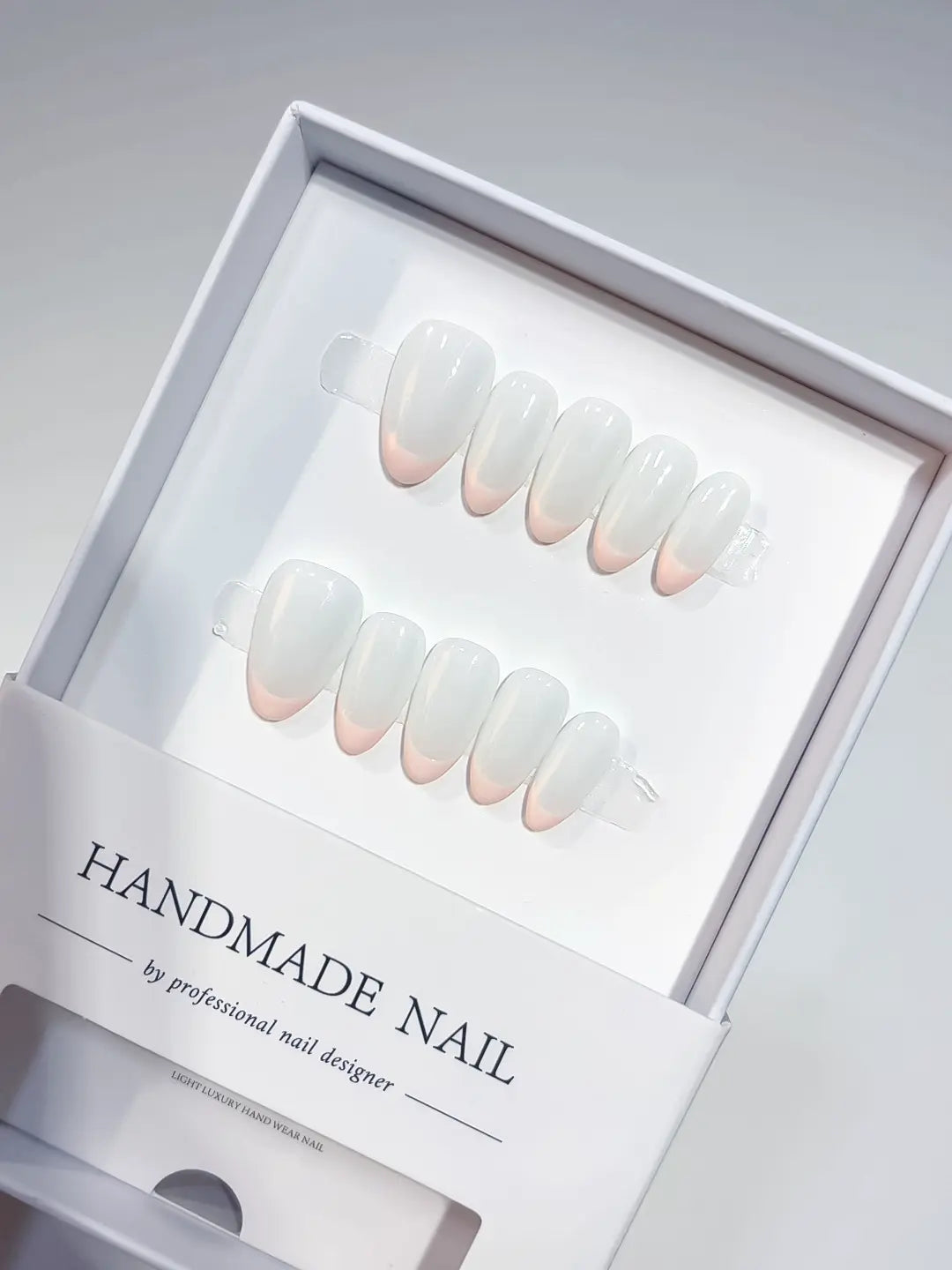 A063 - Short White Pink Almond French tip VibeNailsLab
