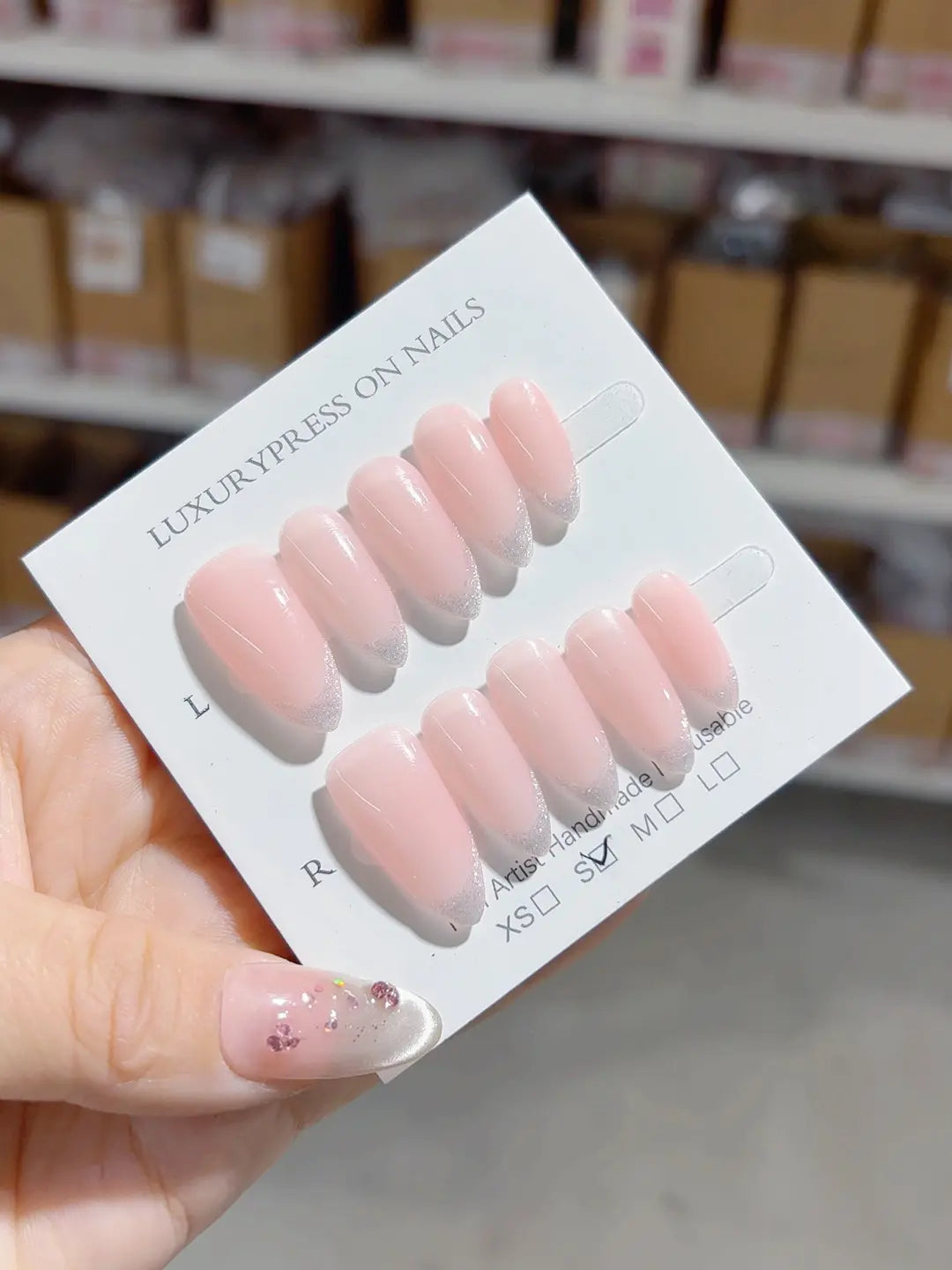 A070 - Medium Pink Almond French tip VibeNailsLab