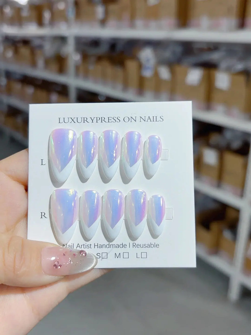 A041 - Medium Multicolor Almond French tip VibeNailsLab