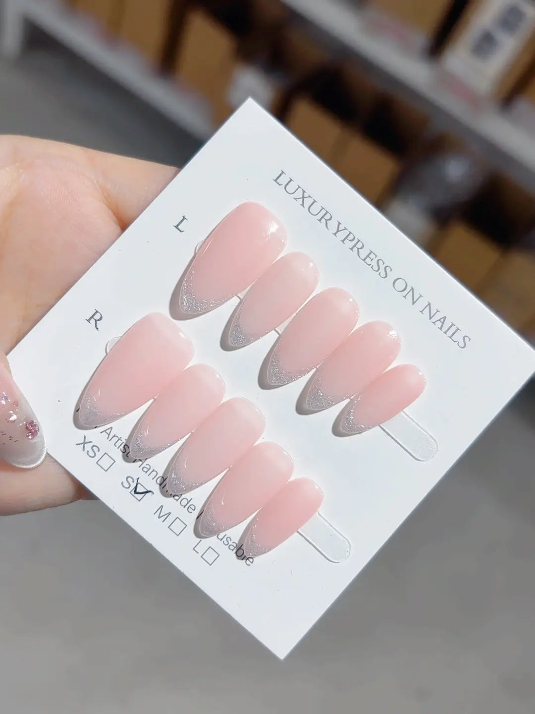 A070 - Medium Pink Almond French tip VibeNailsLab