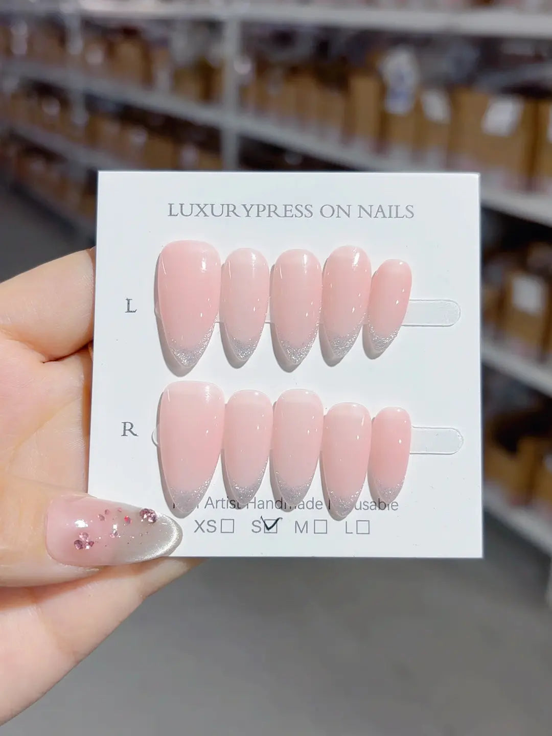 A070 - Medium Pink Almond French tip VibeNailsLab