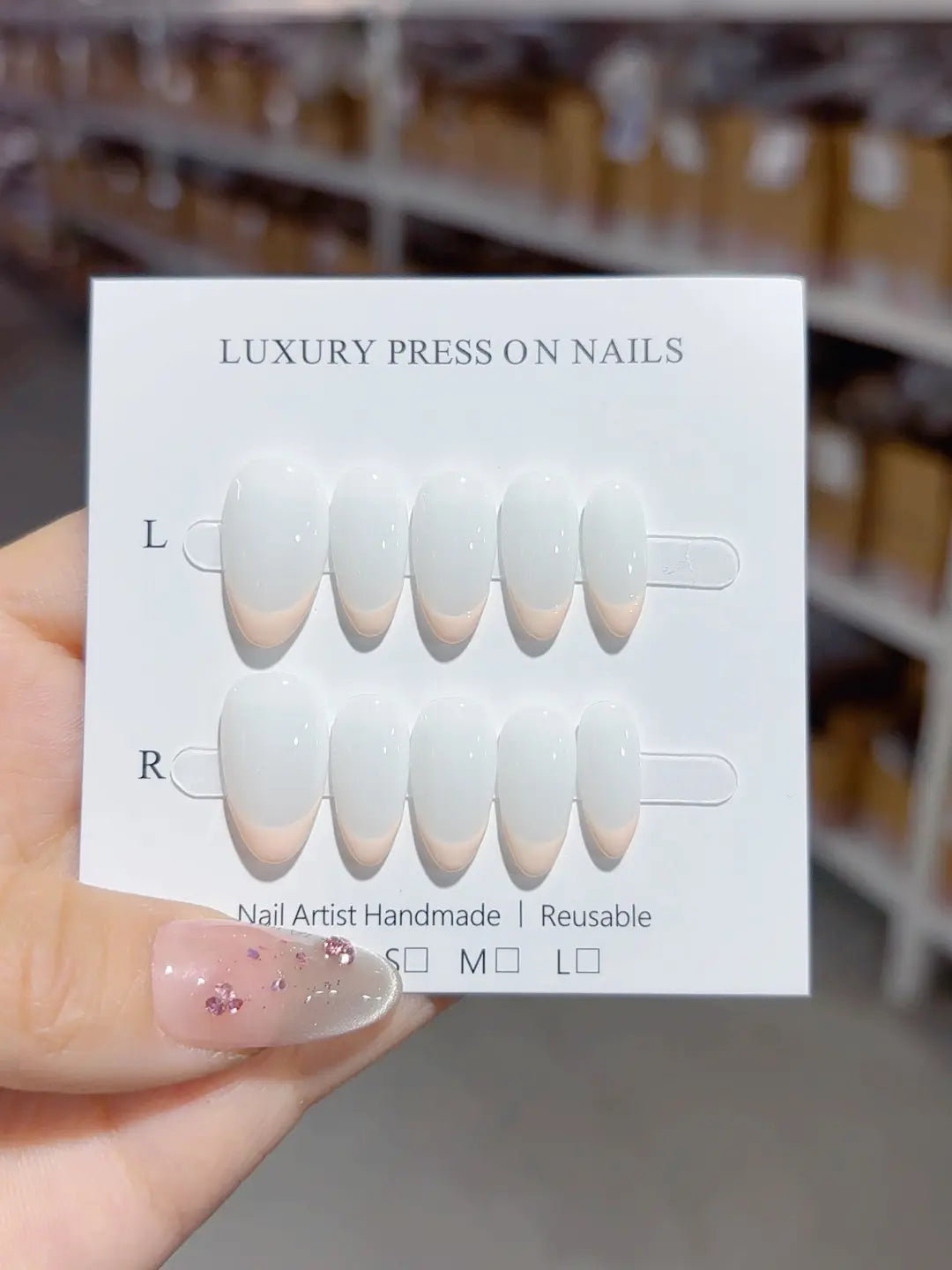 A060 - Short White Almond French tip VibeNailsLab