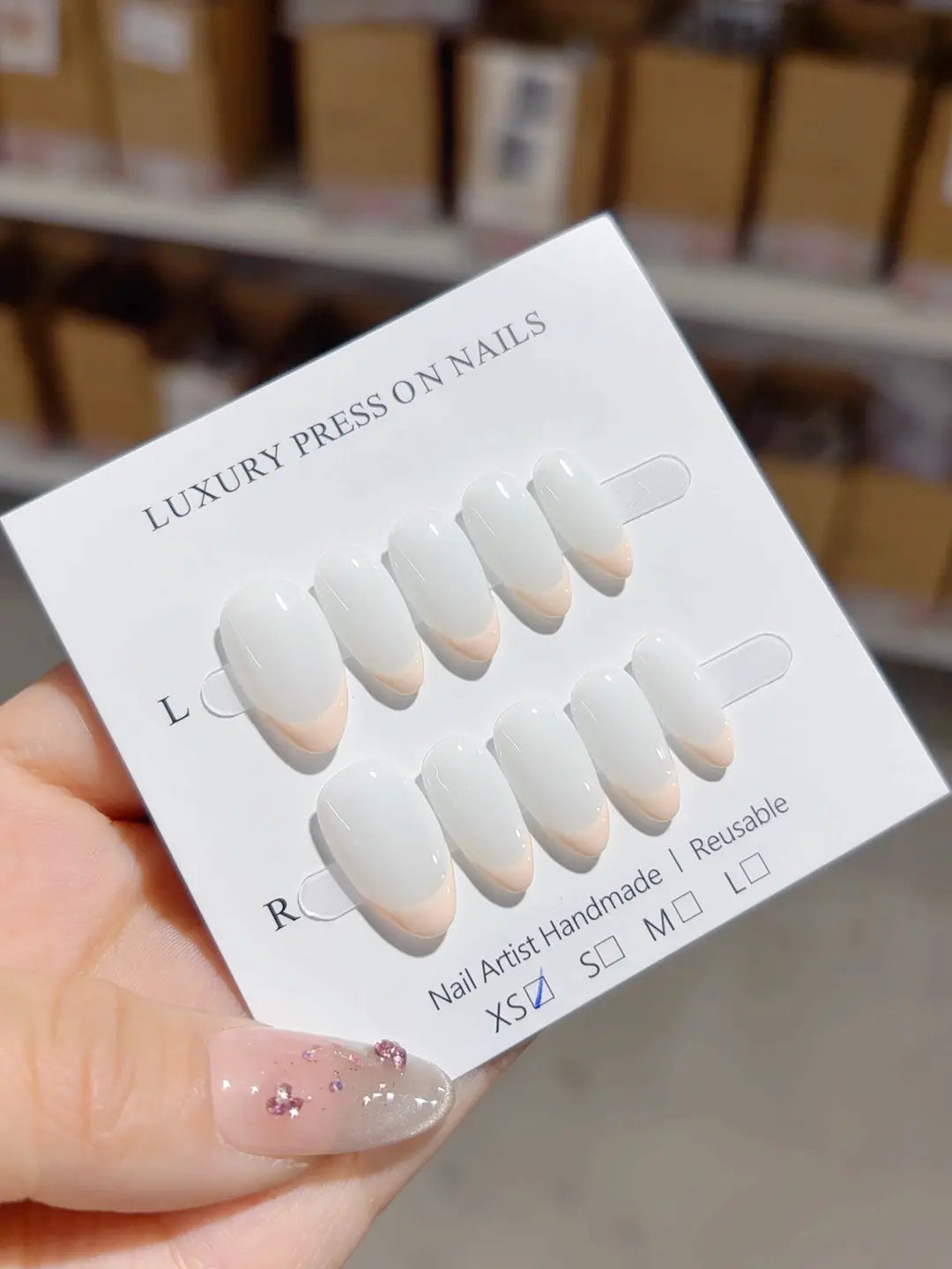 A060 - Short White Almond French tip VibeNailsLab