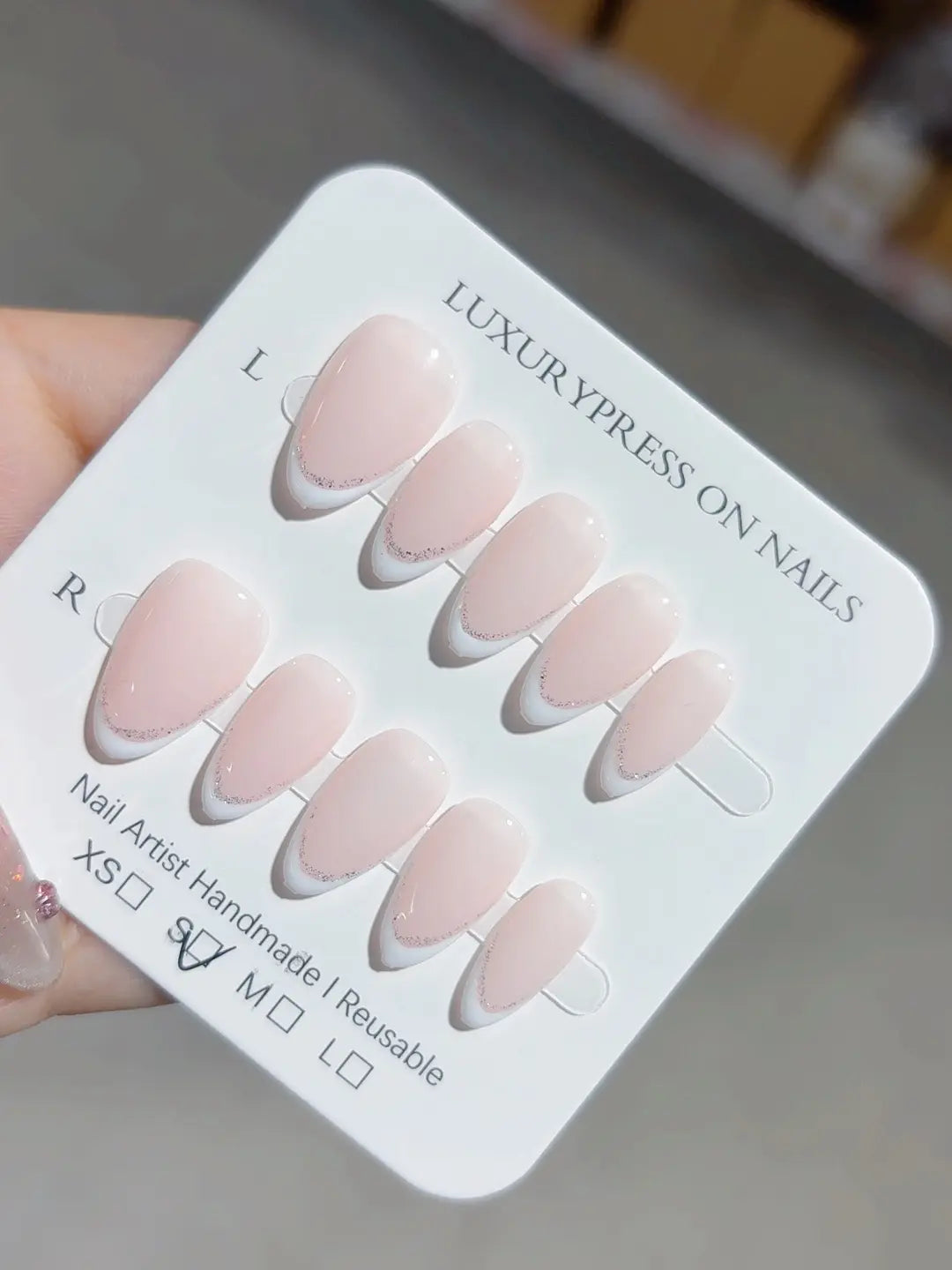 A068 - Short Pink Almond French tip VibeNailsLab