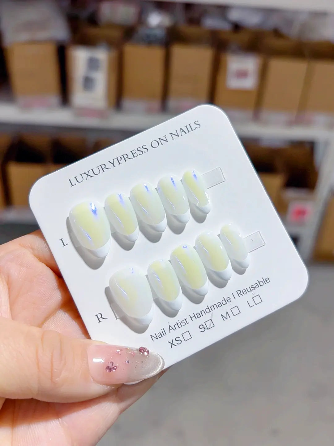 A037 - Short White Almond French tip VibeNailsLab