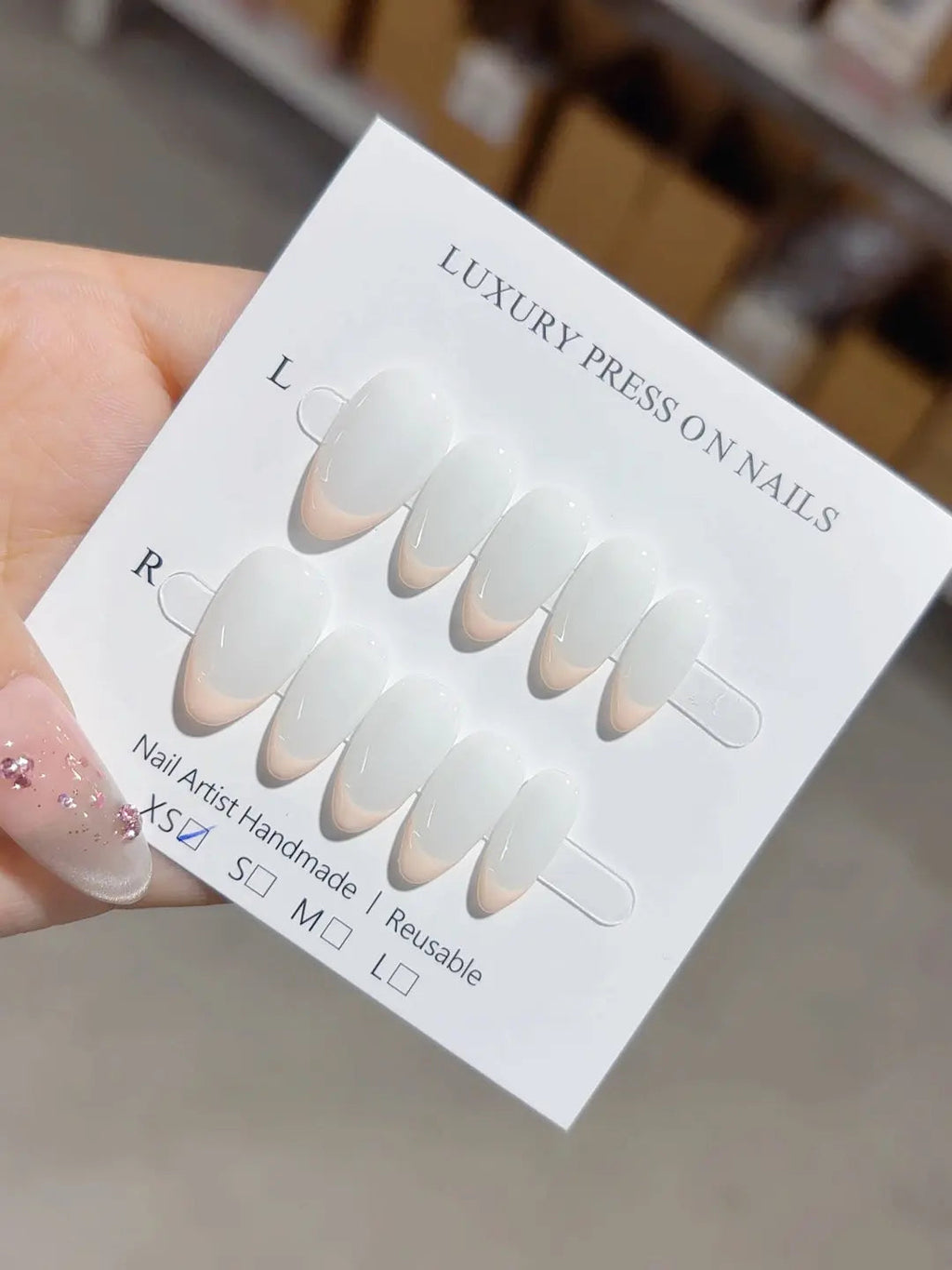 A060 - Short White Almond French tip VibeNailsLab