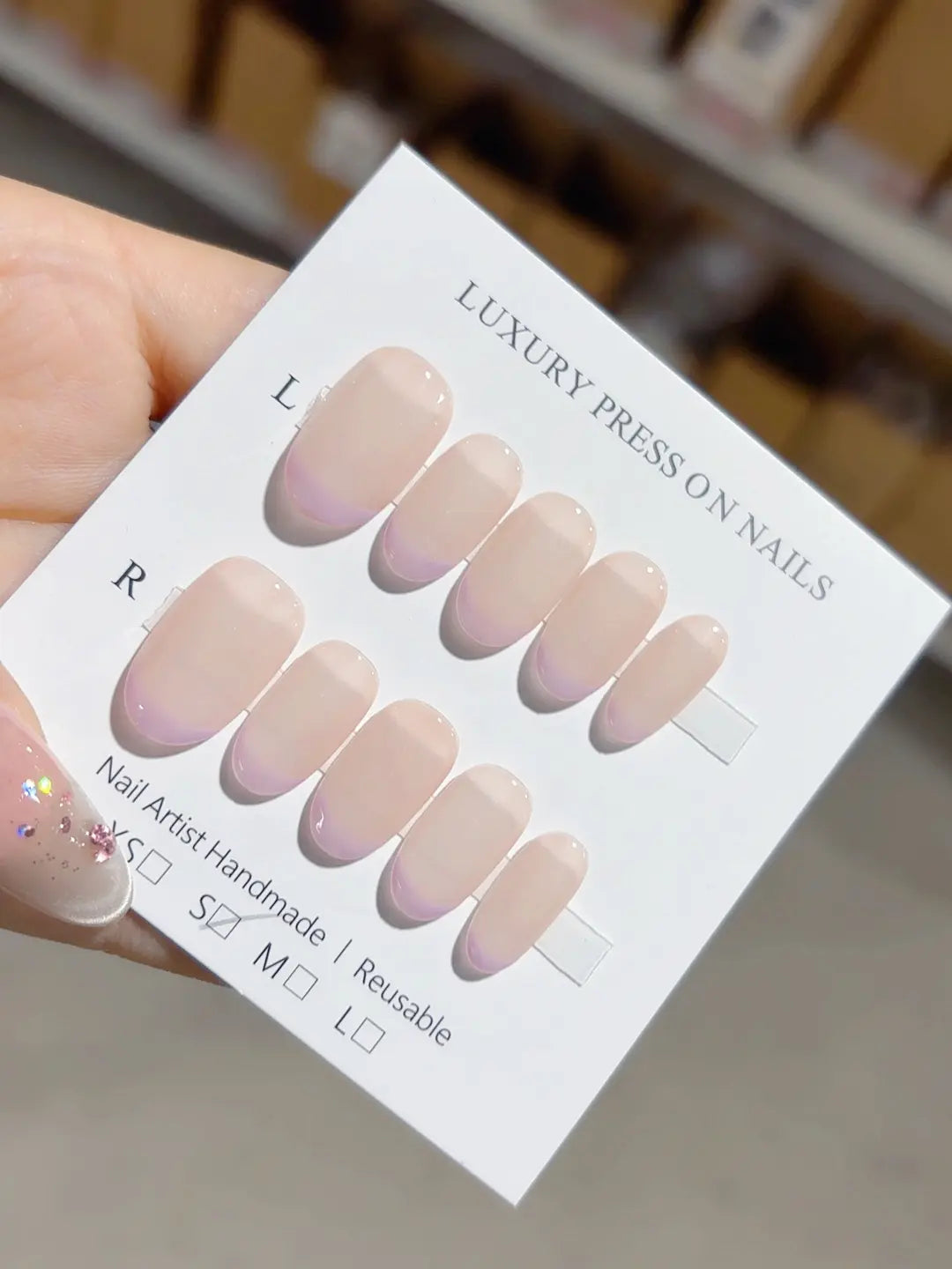 A039 - Short Nude Purple Oval French tip VibeNailsLab