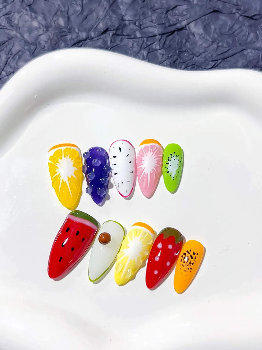 D273 - Medium Yellow Red Almond Abstract Fruit