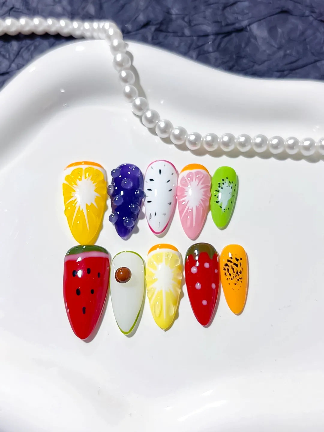 D273 - Medium Yellow Red Almond Abstract Fruit