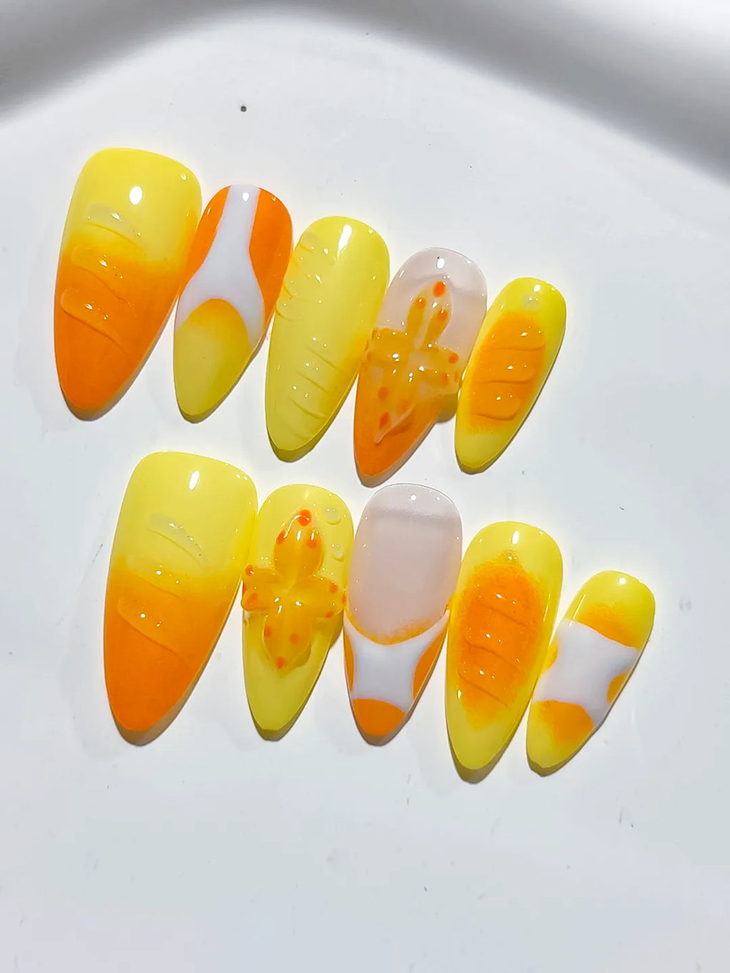 D375 - Medium Yellow Orange Almond Ombre Flower Fruit