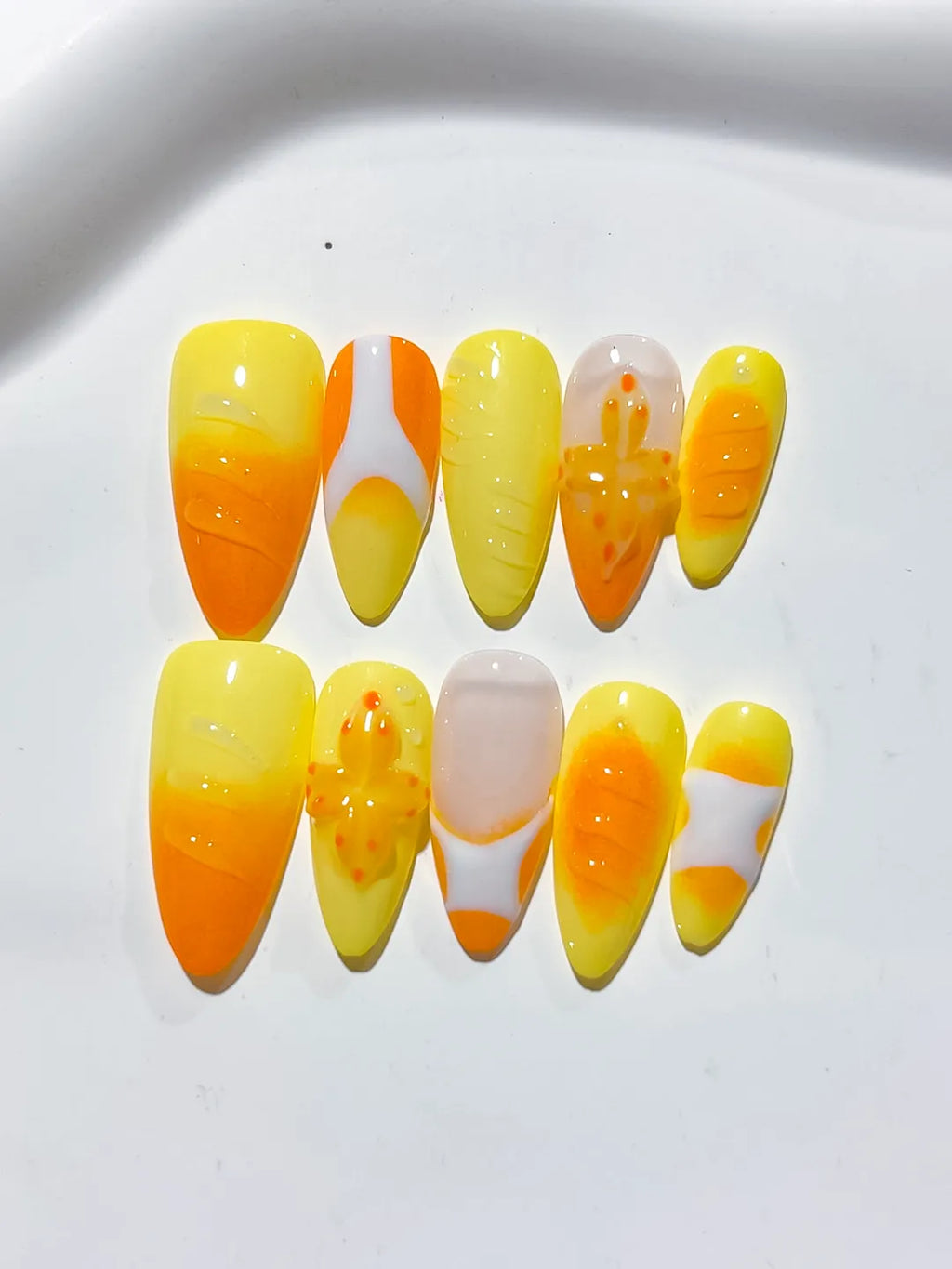 D375 - Medium Yellow Orange Almond Ombre Flower Fruit
