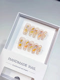 A020 - Medium Nude Gold Coffin Abstract Glitter Foil VibeNailsLab