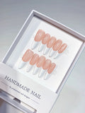 A036 - Long White Pink Stiletto French tip VibeNailsLab