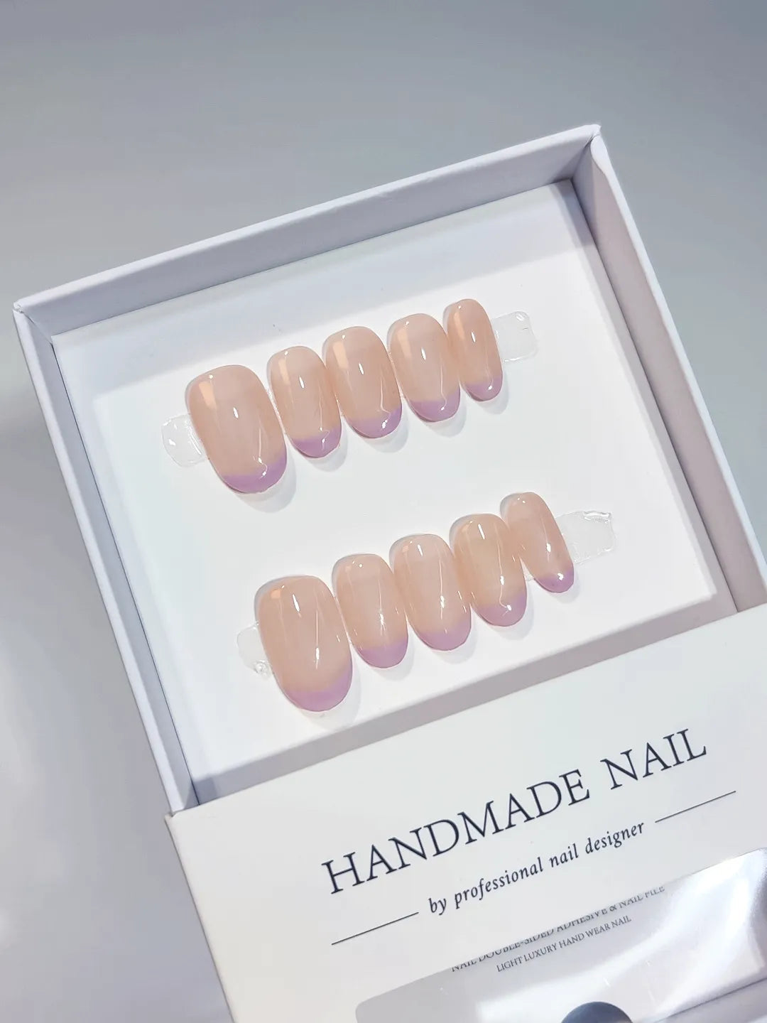 A039 - Short Nude Purple Oval French tip VibeNailsLab