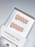 A039 - Short Nude Purple Oval French tip VibeNailsLab