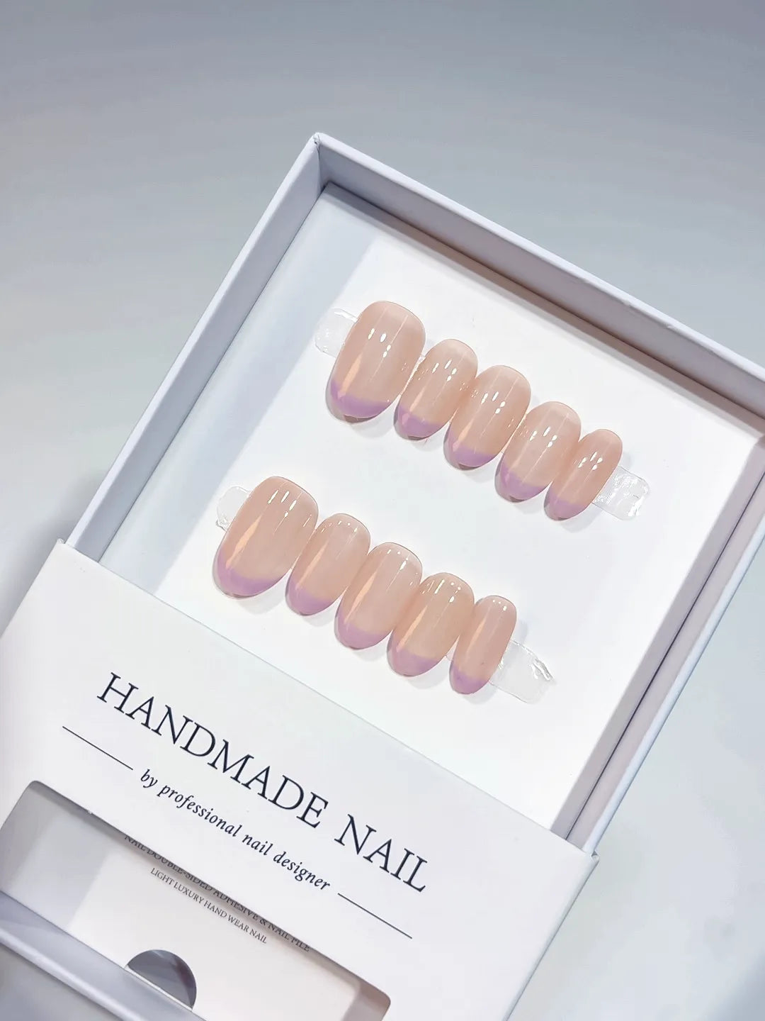 A039 - Short Nude Purple Oval French tip VibeNailsLab